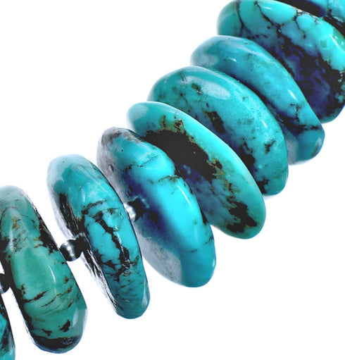 Genuine Sterling Silver Southwest Turquoise Bead Necklace RX119217