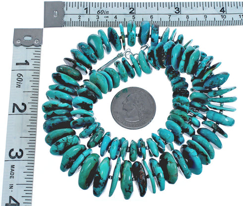 Genuine Sterling Silver Southwest Turquoise Bead Necklace RX119217