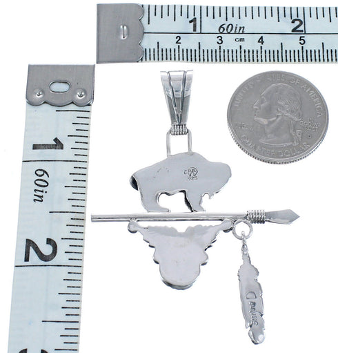 Genuine Sterling Silver Buffalo American Indian Turquoise Pendant RX119255