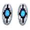 Navajo Indian Blue Opal Genuine Sterling Silver Post Earrings RX119245