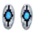 Navajo Indian Blue Opal Genuine Sterling Silver Post Earrings RX119245