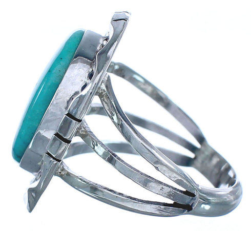 Turquoise American Indian Authentic Sterling Silver Ring Size 5-3/4 BX119471