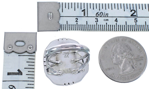 Turquoise American Indian Authentic Sterling Silver Ring Size 5-3/4 BX119471