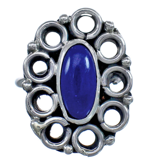 Lapis American Indian Sterling Silver Ring Size 6-1/4 BX119486