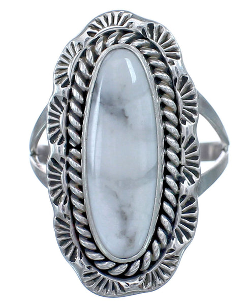 Twisted Sterling Silver Navajo Howlite Ring Size 8-3/4 BX119524