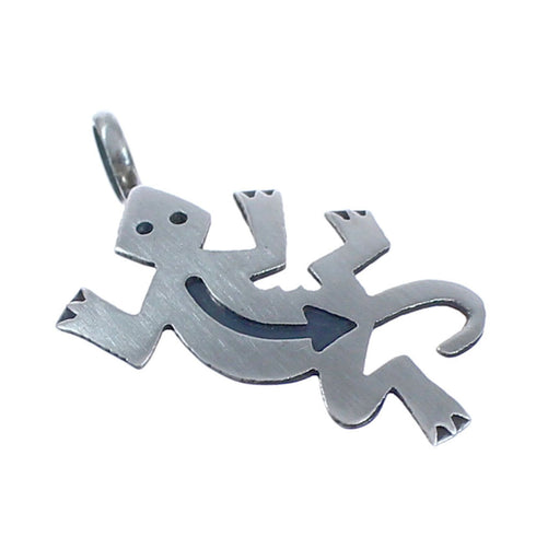 Native American Authentic Sterling Silver Lizard Arrow Overlay Pendant BX119433
