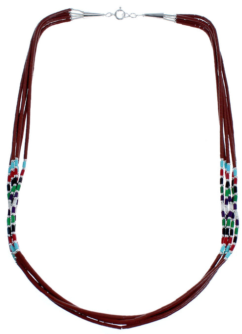 Multicolor Hand Strung Liquid Sterling Silver 5-Strand Necklace RX119143