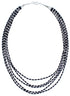 5-Strand Onyx Hand Strung Genuine Sterling Liquid Silver 18" Necklace RX119139