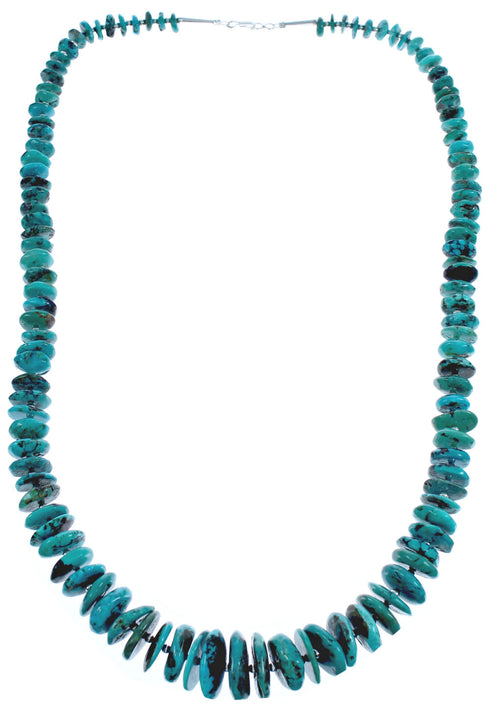 Sterling Silver Turquoise Wheel Bead Southwestern Necklace BX119548
