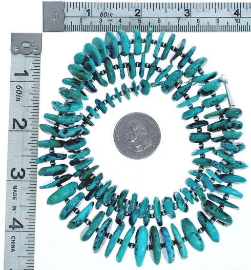 Sterling Silver Turquoise Wheel Bead Southwestern Necklace BX119548