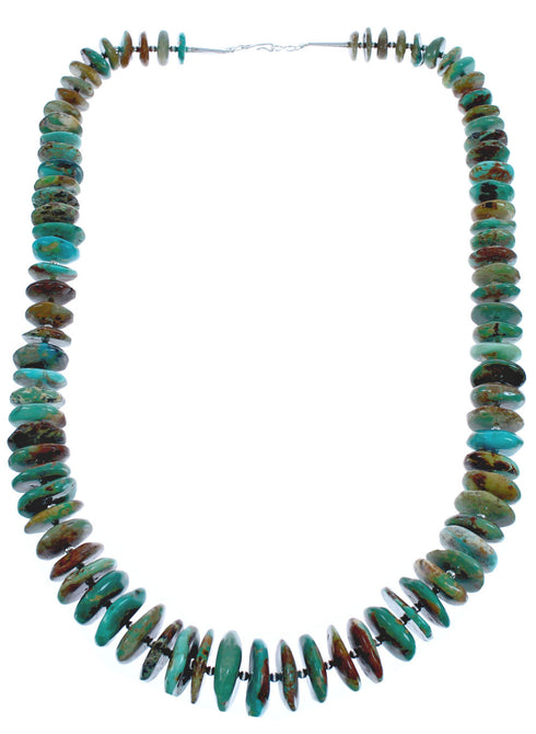 Turquoise Wheel Bead Sterling Silver Southwestern Necklace BX119549