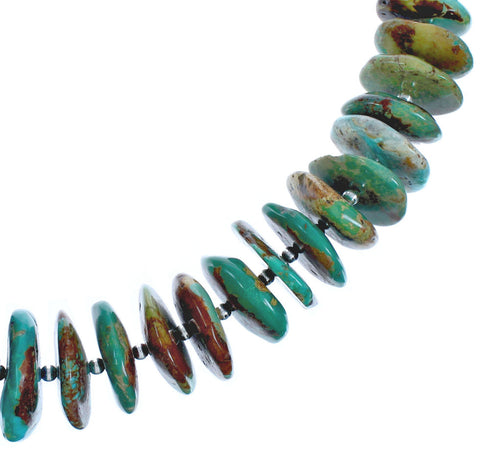 Turquoise Wheel Bead Sterling Silver Southwestern Necklace BX119549