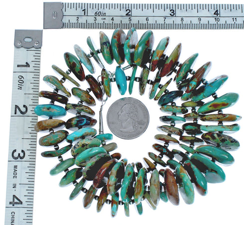 Turquoise Wheel Bead Sterling Silver Southwestern Necklace BX119549