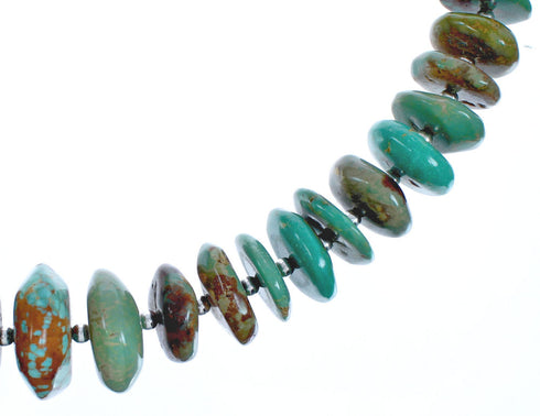 Southwestern Turquoise Wheel Bead Sterling Silver Necklace BX119550
