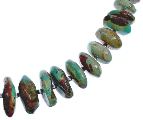 Wheel Bead Southwestern Turquoise Sterling Silver Necklace BX119551