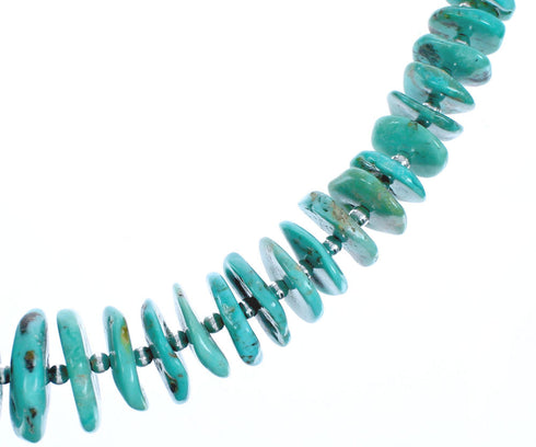 Sterling Silver And Turquoise Southwestern Wheel Bead Necklace BX119552