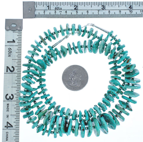 Sterling Silver And Turquoise Southwestern Wheel Bead Necklace BX119552