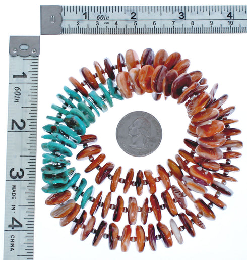 Sterling Silver Turquoise Oyster Shell Native American Bead Necklace BX119555