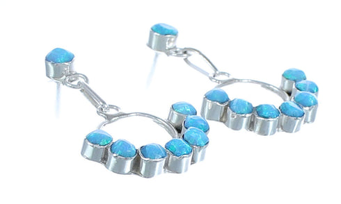 Zuni Blue Opal Sterling Silver Post Dangle Earrings BX119605