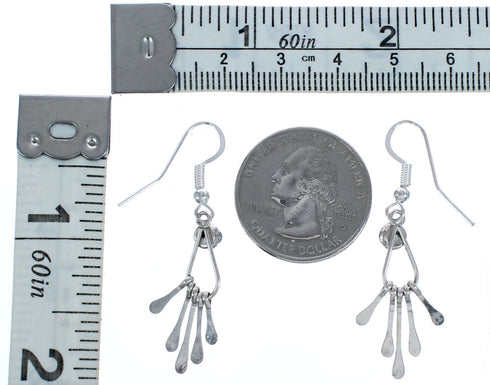 Native American Turquoise Authentic Sterling Silver Hook Dangle Earrings BX119617