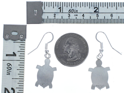 Sterling Silver Overlay Turtle Navajo Hook Dangle Earrings BX119619