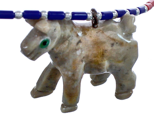 Sterling Silver Multicolor Bead Horse Pendant Necklace BX120720