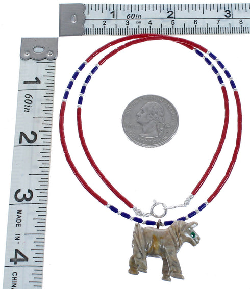 Sterling Silver Multicolor Bead Horse Pendant Necklace BX120720