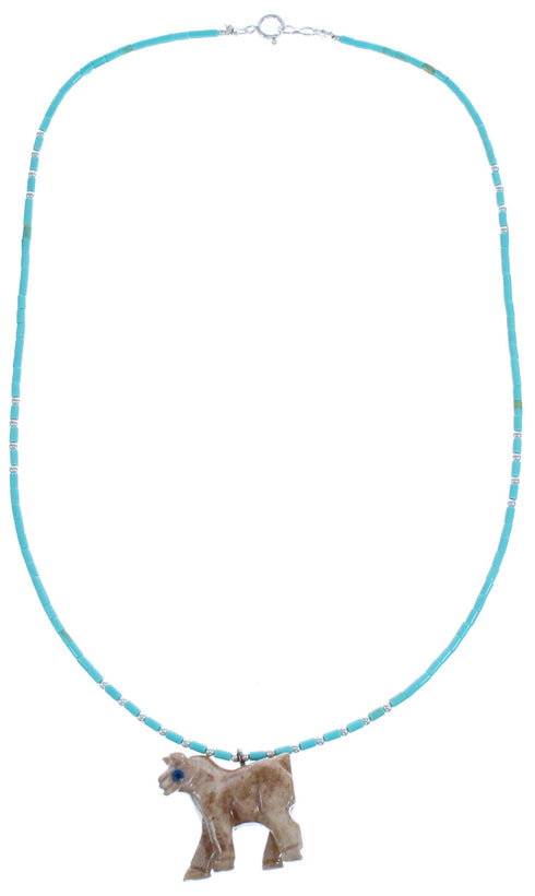 Sterling Silver Turquoise Bead Horse Pendant Necklace BX120721