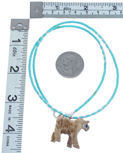 Sterling Silver Turquoise Bead Horse Pendant Necklace BX120721
