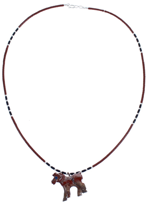 Bead Genuine Sterling Silver Multicolor Horse Necklace BX120725