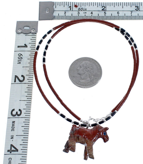 Bead Genuine Sterling Silver Multicolor Horse Necklace BX120725