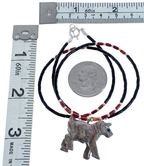 Southwest Bead Sterling Silver Horse Multicolor Necklace BX120727