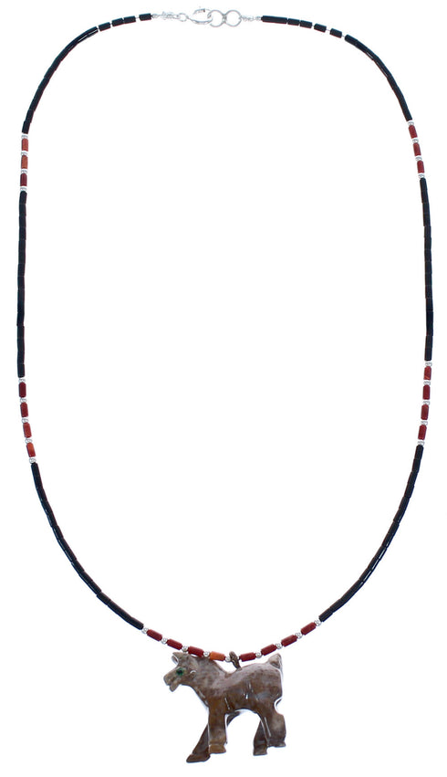 Authentic Sterling Silver And Multicolor Southwest Bead Horse Necklace BX120729