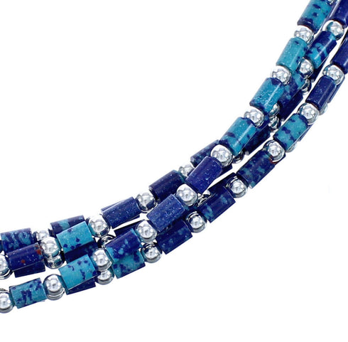 Southwestern Azurite Liquid Sterling Silver 5-Strand Necklace BX120687