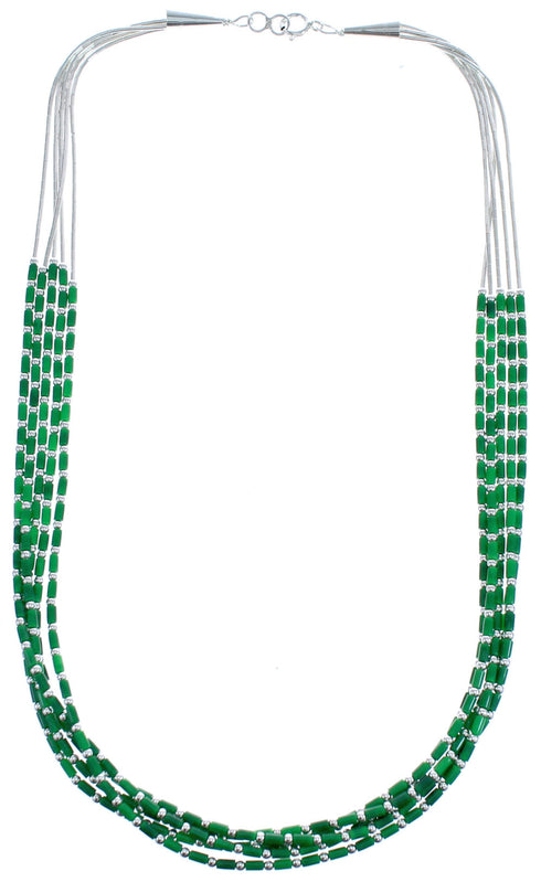 Southwestern Malachite Liquid Sterling Silver 5-Strand Necklace BX120688