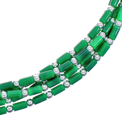 Southwestern Malachite Liquid Sterling Silver 5-Strand Necklace BX120688