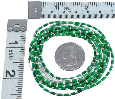 Southwestern Malachite Liquid Sterling Silver 5-Strand Necklace BX120688