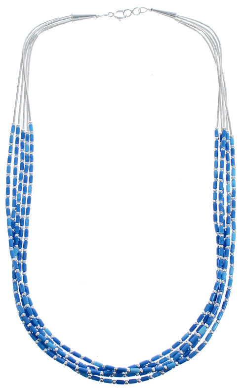 Southwestern Denim Lapis Liquid Sterling Silver 5-Strand Necklace BX120690