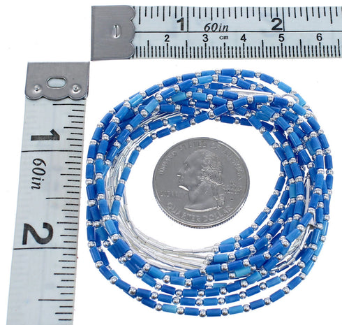 Southwestern Denim Lapis Liquid Sterling Silver 5-Strand Necklace BX120690
