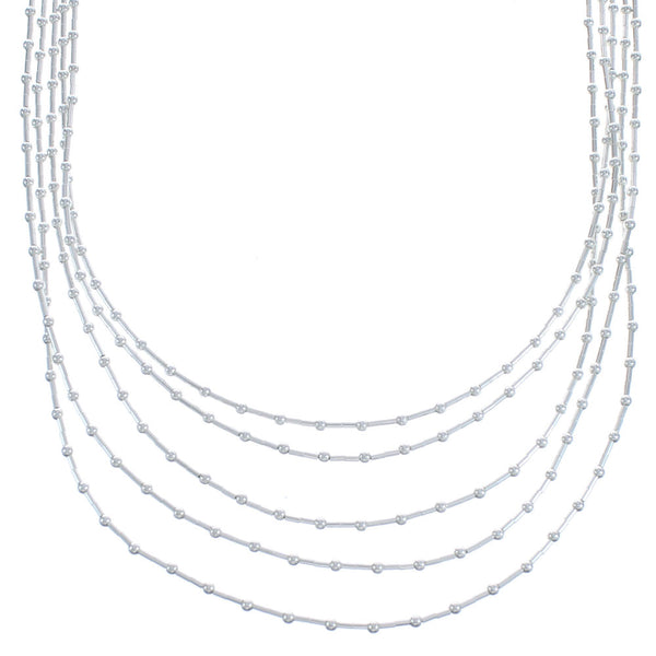 Genuine Liquid Sterling Silver 5 Strands 16-1/4" Necklace Jewelry BX120697