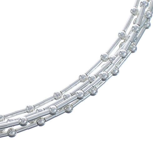 Southwestern Liquid Sterling Silver 5 Strands 18-1/4" Necklace Jewelry BX120699