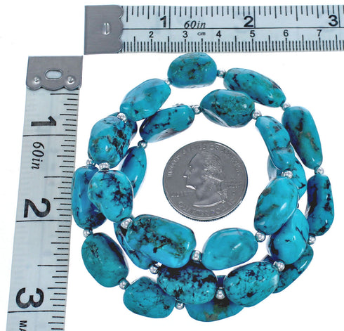 Southwestern Sterling Silver Free Form Turquoise Beaded Necklace BX120701