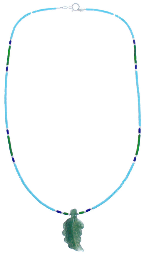 Multicolor Bead Sterling Silver Leaf Necklace BX120792