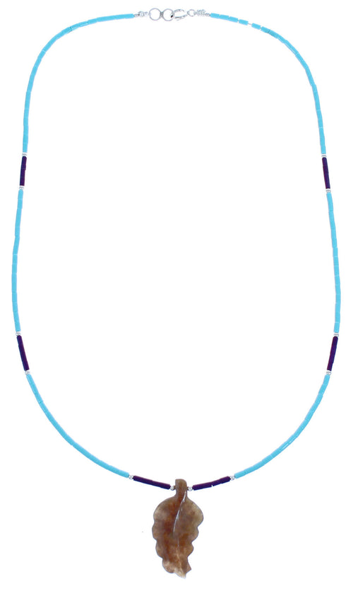 Multicolor Bead Authentic Sterling Silver Leaf Necklace BX120793