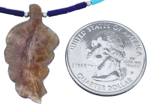 Multicolor Bead Authentic Sterling Silver Leaf Necklace BX120793