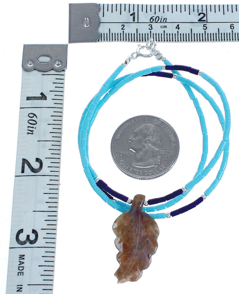 Multicolor Bead Authentic Sterling Silver Leaf Necklace BX120793