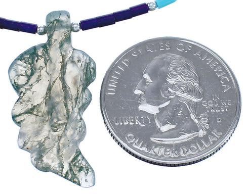 Multicolor Bead Southwestern Sterling Silver Leaf Necklace BX120794