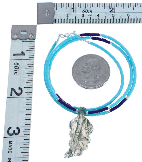 Multicolor Bead Southwestern Sterling Silver Leaf Necklace BX120794