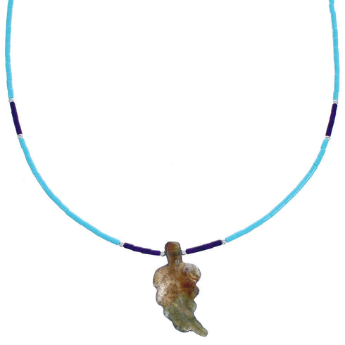 Multicolor Bead Southwestern Authentic Sterling Silver Leaf Necklace BX120795