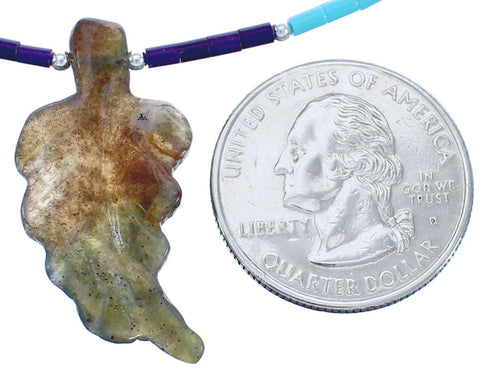 Multicolor Bead Southwestern Authentic Sterling Silver Leaf Necklace BX120795